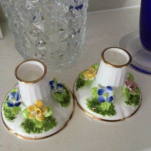 Vintage 22 KT Gold Trim Candle Holders England